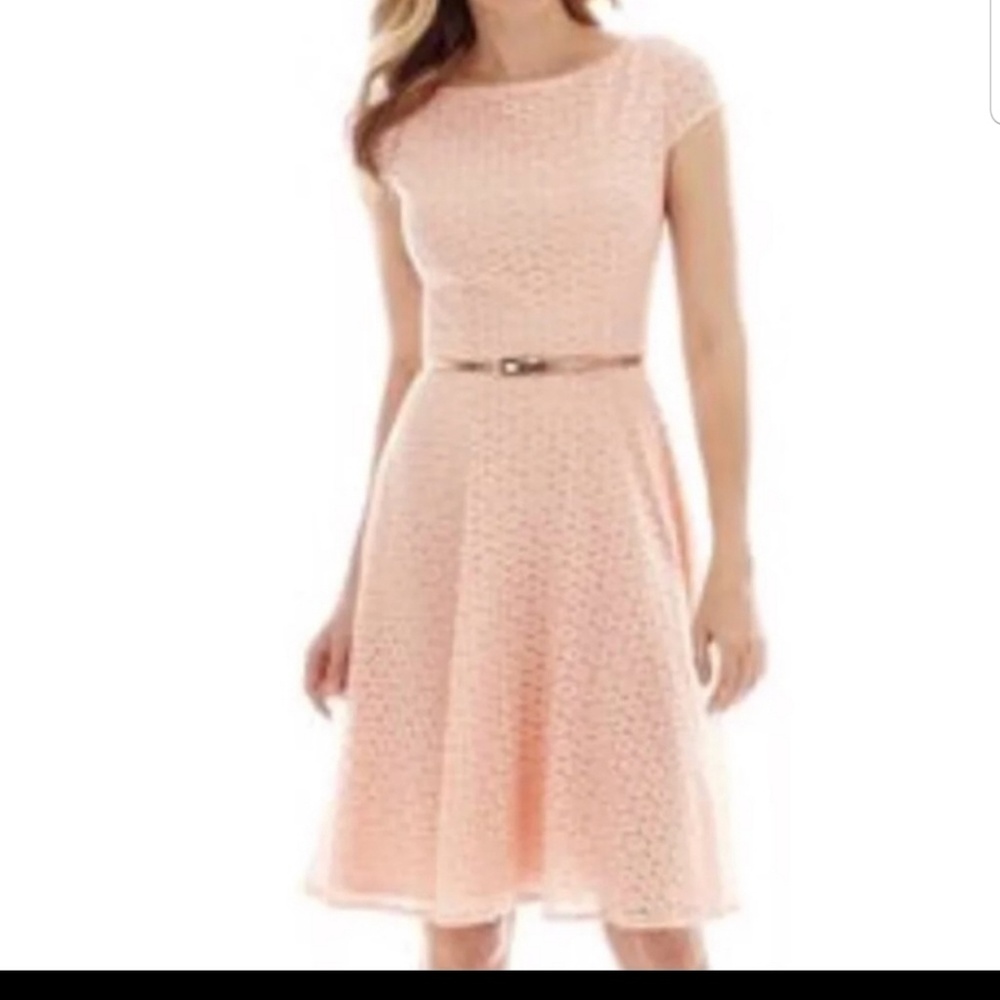 Black Label By Evan Picone Peach Eyelet Lace